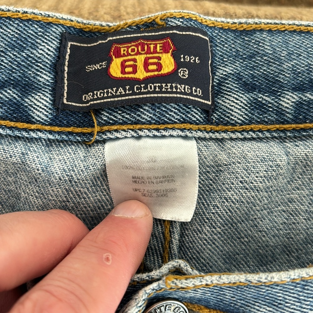 Men’s vintage Route 66 denim shorts. Stonewash, very soft, 36” waist. - Picture 2 of 3